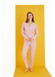 Strawberry طقم بيجامة قطنية بأزرار