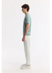 Avva Men's Nile Green Regular Fit Crew Neck Front Jacquard Detailed Rayon Knitwear T-Shirt A51Y5004