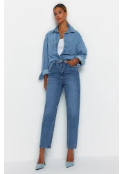  Collection Blue High Waist Mom Jeans TWOAW24JE00076