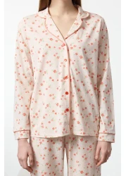  Collection 100% Cotton Ecru Floral Print Pajamas Set - Thmaw25Pt00202