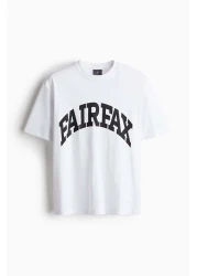 H&M تي شيرت فضفاض مطبوع