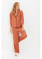  Collection Cinnamon Ribbed Viscose Woven Pajamas Set Thmaw21Pt0292
