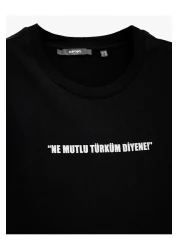 Koton Crew Neck Short Sleeve Regular Fit Cotton Ataturk Printed T-Shirt