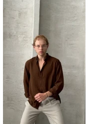 HYMAN قميص كتان رجالي كبير الحجم بمظهر كتان