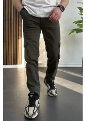 Edwox Green Men's Cargo Pants with Pockets, Regular Fit Edw232