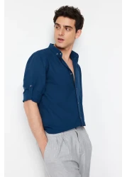  Collection Indigo Slim Fit Epaulettes Shirt - Long Sleeve, 100% Cotton, Tmnss20Go0189