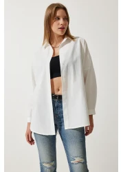 Happiness İstanbul قميص أساسي طويل كبير الحجم للنساء من إكرو DD00842