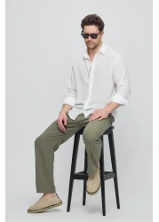 GEİO Men's Oversize Cut Linen Shirt