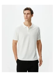 Koton Collared T-Shirt Slim Fit Button Detailed Short Sleeve