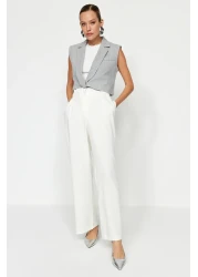  Collection إكرو ارتفاع الخصر واسعة الساق واسعة الساق السراويل المنسوجة TWOAW24PL00332