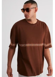  Collection Oversize Brown Embroidered Cotton T-Shirt - TMNSS21TS1889