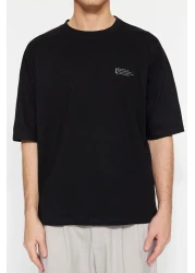  Collection تي شيرت قطني أسود كبير الحجم - TMNSS23TS00084