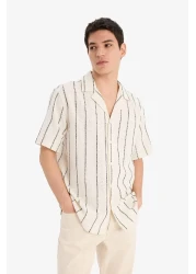 Defacto Regular Fit Apache Collar Summer Striped Short Sleeve Shirt E4944Ax25Sp