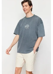  Collection AnThraciTe Eagle PrinTed Pale EffecT Oversize CoTTon T-Shirt - TMNSS24TS00006