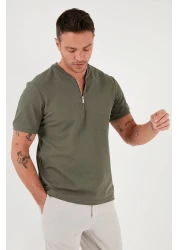 Buratti Cotton Regular Fit Half Zipper T Shirt Men's T Shirt 5902653