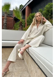 Trend Alaçatı Stili طقم تريكو نسائي ذو فتحة كريمية وسحاب علوي وسفلي ALC-X12275