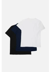  Collection Navy-Black-White Slim/Narrow Crew Neck Basic 100% Cotton 3 Pack T-Shirts Tmnss19Bo0007