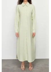  Modest فستان قميص منسوج بأزرار كاكي فاتح TCTSS24EB00137