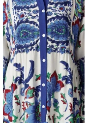  Modest Viscose Woven - Blue Floral Patterned Dress TCTSS24EB00221