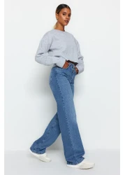  Collection Blue High Waist Wide Leg Wide Leg Jeans Twoaw24Je00074