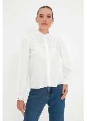  Collection Cotton White Lace Shirt - Regular Fit TWOAW21GO0077