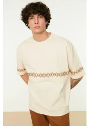  Collection تي شيرت قطني مطرز بأكمام قصيرة مقاس كبير - TMNSS21TS1889