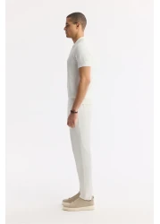 Avva Men's Ecru Polo Neck Textured Knitwear T-Shirt B 005120