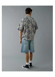 American Eagle Ae Poolside Striped Button-up Shirt