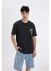 Defacto Crew Neck Back Printed Regular Fit T-Shirt C5649AX24HS