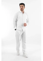Rodrigo Men's Relaxed Cotton Linen Loose White Trousers