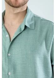 YXC Oversize Long Sleeve Easy-Ironing Sweat-Absorbing Breathable 4 Season Relaxed Fit Men's Linen Shirt