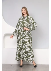 mervemoda قماش قطني منسوج - فستان صيفي نسائي بأكمام طويلة