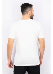 Puma تي شيرت رجالي برقبة دائرية وشعار العلامة التجارية، أبيض