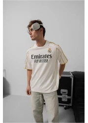 SENTİNEL WEAR تي شيرت مدريد ذهبي مطرز فاخر كبير الحجم