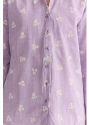  Collection Lilac Striped Floral Cotton Woven Shirt Twoss23Go00373