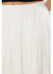  Collection تنورة بوهيمية منسوجة من القطن الأبيض مقاس ماكسي TWOSS25ET00029