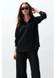  Collection Buttoned Black Shirt and Trousers Set - Twoss24Au00108