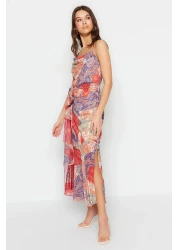  Collection Multicolor Belted Tassels Shawl Pattern A-line/Bell Form Maxi Lined Woven Dress TWOSS23EL01777