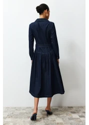  Collection فستان طويل من قماش الدنيم مع حزام - TWOSS24EL00776