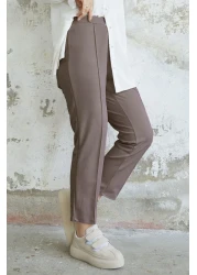 InStyle Waist Zippered Grass Pants - Milky Brown