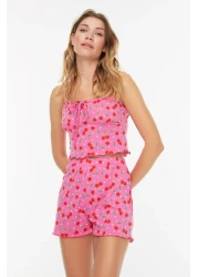  Collection طقم بيجامة بنقشة الكرز مع شورت وردي - 100% قطن THMSS22PT0649