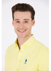 U.S. Polo Assn. قميص أساسي بأكمام طويلة أصفر نيون للرجال 50262980 -VR168