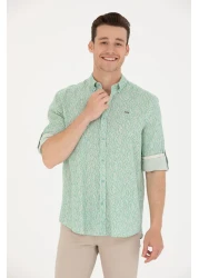 U.S. Polo Assn. قميص رجالي بلون النعناع - كم طويل، موديل 50264263 -vr090