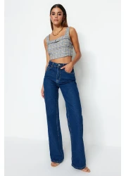  Collection Dark Blue High Waist Wide Leg Jeans Twoss23Je00068