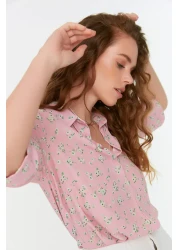  Collection Pink Floral Patterned Woven Blouse TWOSS22BZ0459