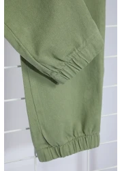  Collection Light Khaki Elastic Waist Tie Jogger Fit Gabardine Trousers Tmnss20Pl0056