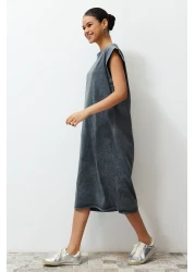  Collection Anthracite Washed/Scattered Effect Shift/Straight Cut Knitted Dress Twoss24El00126