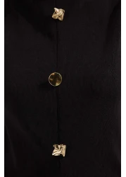  Collection Black Accessory Buttoned Crew Neck Regular Boy Vest Knitted Blouse Twoss25Bz00558