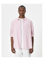Koton Long Sleeve Linen Look Shirt - Sleeve Detail and Buttons