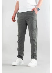 bombe Men's Dark Gray Flexible Lycra Ankle Length Casual Comfortable Fabric Trousers with Side Pockets